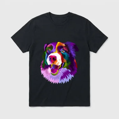 Border Collie Pop Art T-Shirt – Klassisches T-Shirt in Schwarz