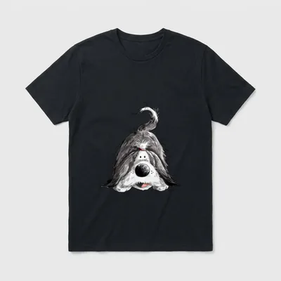 Lustiger Bearded Collie Cartoon T-Shirt – Klassisches T-Shirt in Schwarz