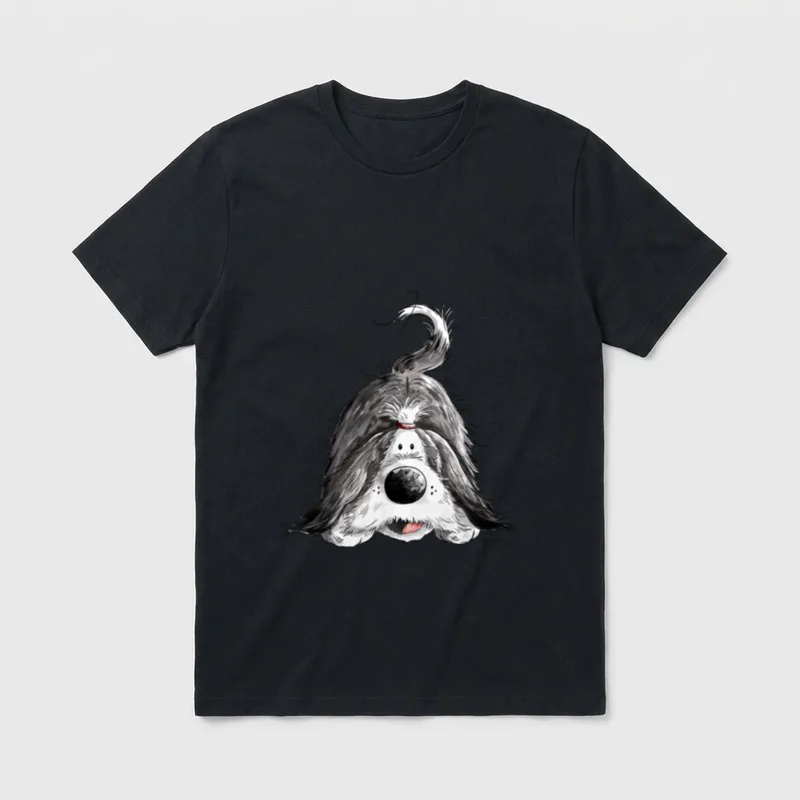 Lustiger Bearded Collie Cartoon T-Shirt – Klassisches T-Shirt in Schwarz