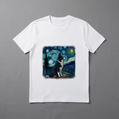 Hund in Sternennacht van gogh T-Shirt – Klassisches T-Shirt in Schwarz