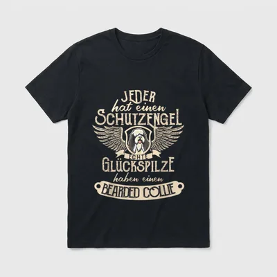 Bearded Collie mit Schutzengel T-Shirt – Klassisches T-Shirt in Schwarz