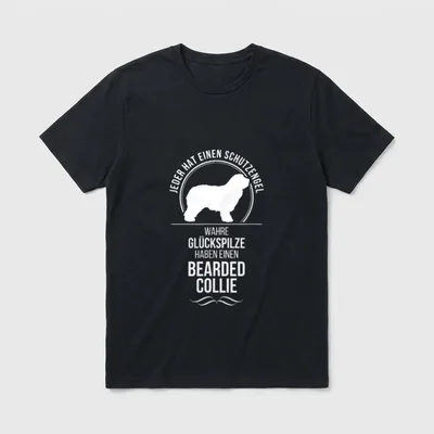 Bearded Collie Schutzengel Hund T-Shirt – Klassisches T-Shirt in Schwarz