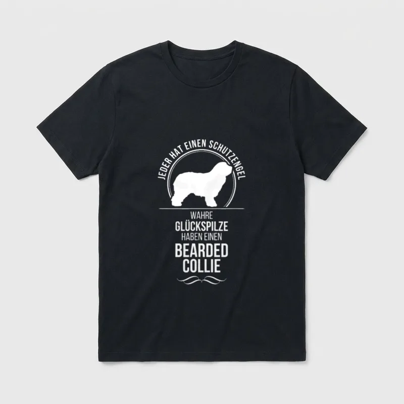 Bearded Collie Schutzengel Hund T-Shirt – Klassisches T-Shirt in Schwarz