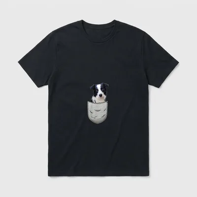 Border Collie in der Brust-Tasche T-Shirt – Klassisches T-Shirt in Schwarz