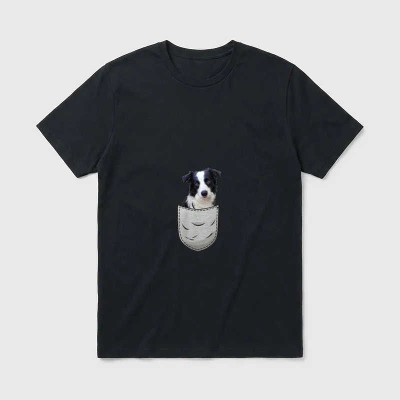 Border Collie in der Brust-Tasche T-Shirt – Klassisches T-Shirt in Schwarz