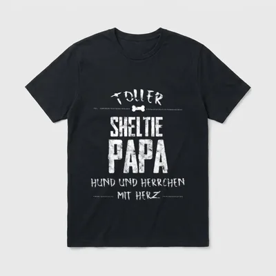 Toller Sheltie Papa Design T-Shirt – Klassisches T-Shirt in Schwarz