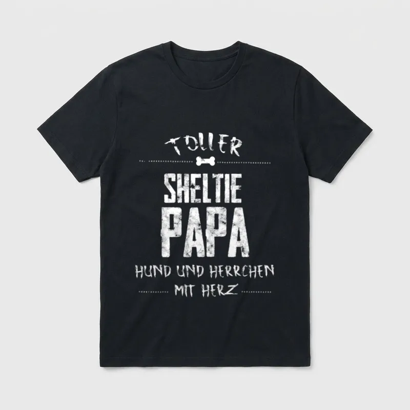 Toller Sheltie Papa Design T-Shirt – Klassisches T-Shirt in Schwarz