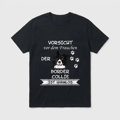 Vorsicht vor dem Frauchen Border T-Shirt – Klassisches T-Shirt in Schwarz