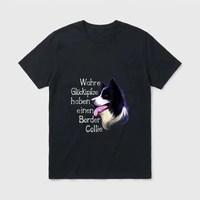 Wahre Glückspilze haben einen Border T-Shirt – Klassisches T-Shirt in Schwarz