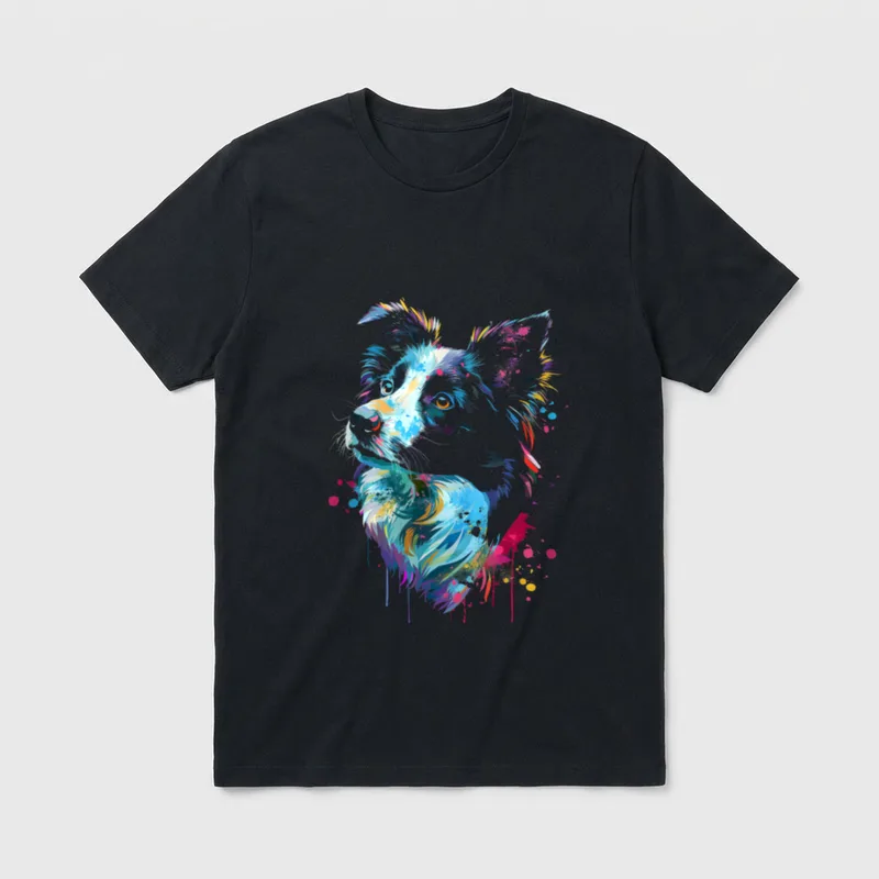 Border Collie Splash T-Shirt – Klassisches T-Shirt in Schwarz