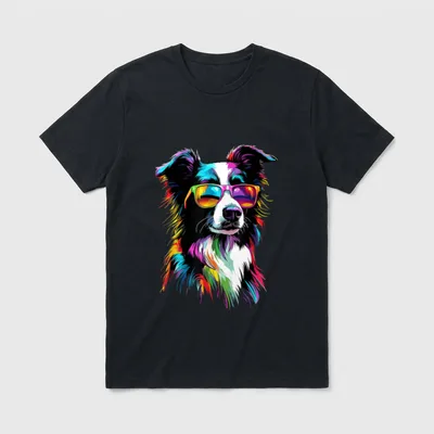 Border Collie mit Sonnenbrille T-Shirt – Klassisches T-Shirt in Schwarz