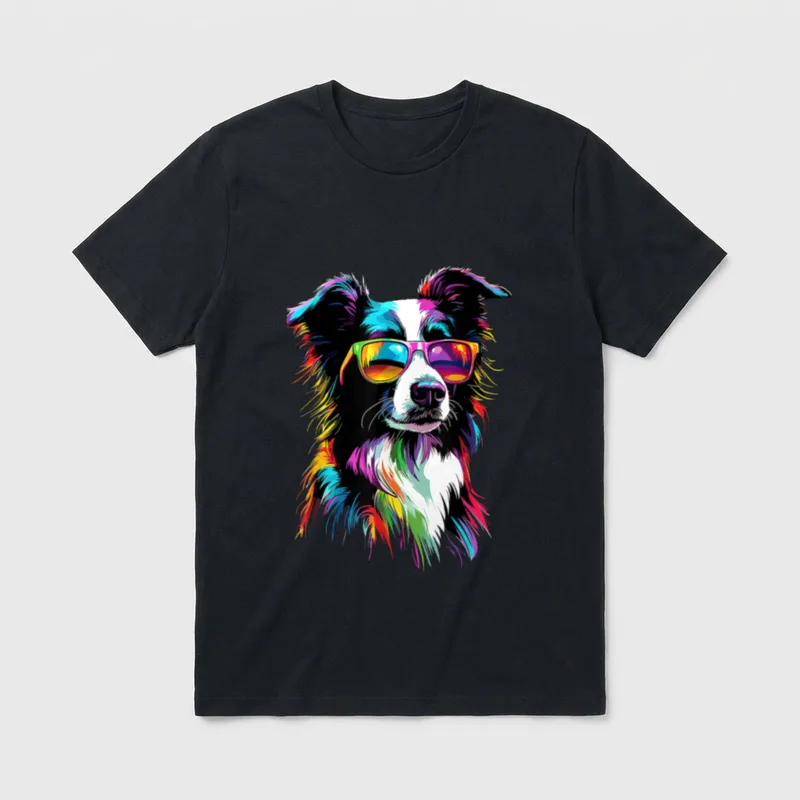 Border Collie mit Sonnenbrille T-Shirt – Klassisches T-Shirt in Schwarz