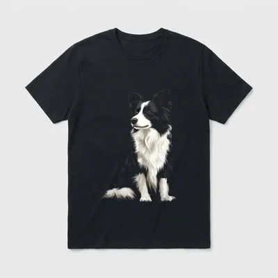 Border Collie Hundemotiv Haustier Illustration T-Shirt – Klassisches T-Shirt in Schwarz
