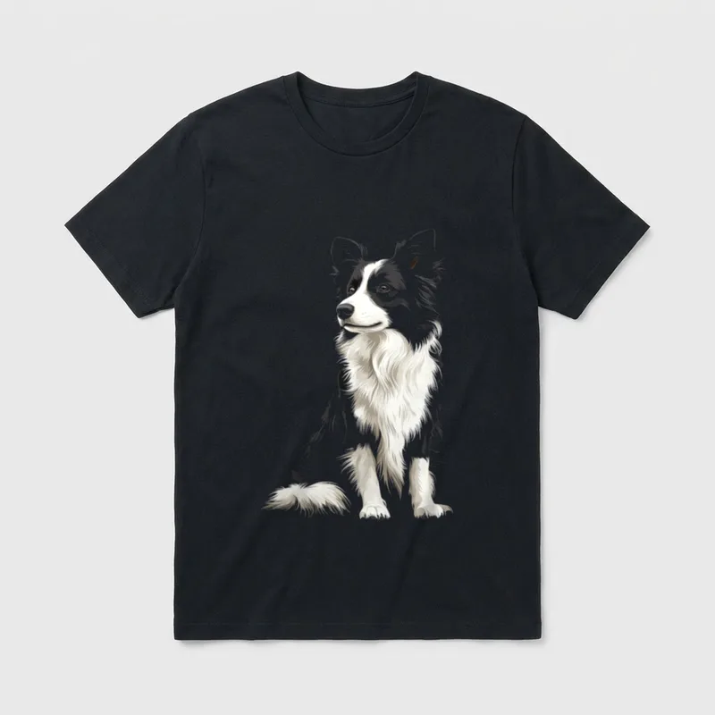 Border Collie Hundemotiv Haustier Illustration T-Shirt – Klassisches T-Shirt in Schwarz