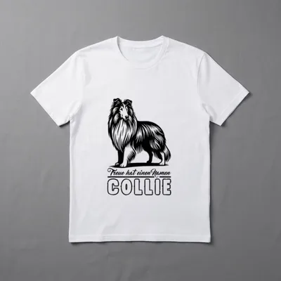 Langhaarcollie Langhaar Collie Hund Herrchen T-Shirt – Klassisches T-Shirt in Schwarz
