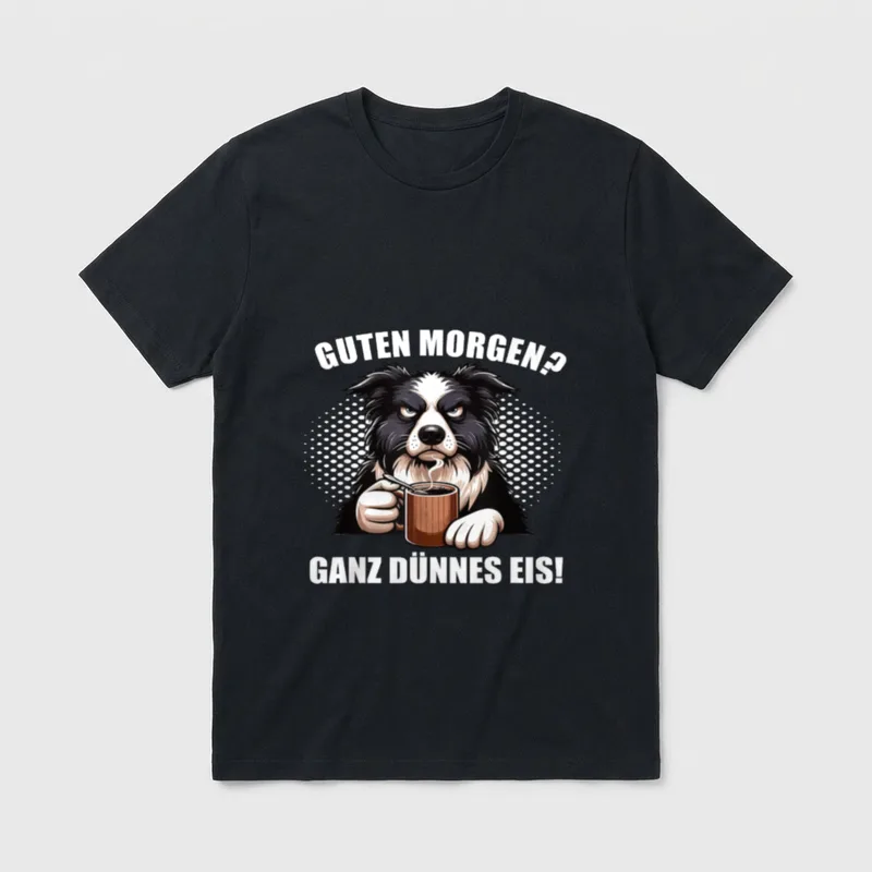 Guten Morgen Ganz dünnes Border Collie T-Shirt – Klassisches T-Shirt in Schwarz