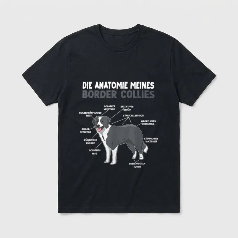 Border Collie Anatomie Collie T-Shirt – Klassisches T-Shirt in Schwarz