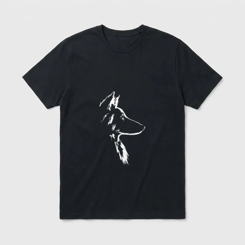 Langhaarcollie Portrait Silhouette Hund T-Shirt – Klassisches T-Shirt in Schwarz