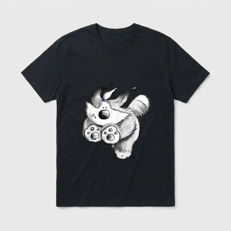 Running Bearded Collie Cartoon T-Shirt – Klassisches T-Shirt in Schwarz