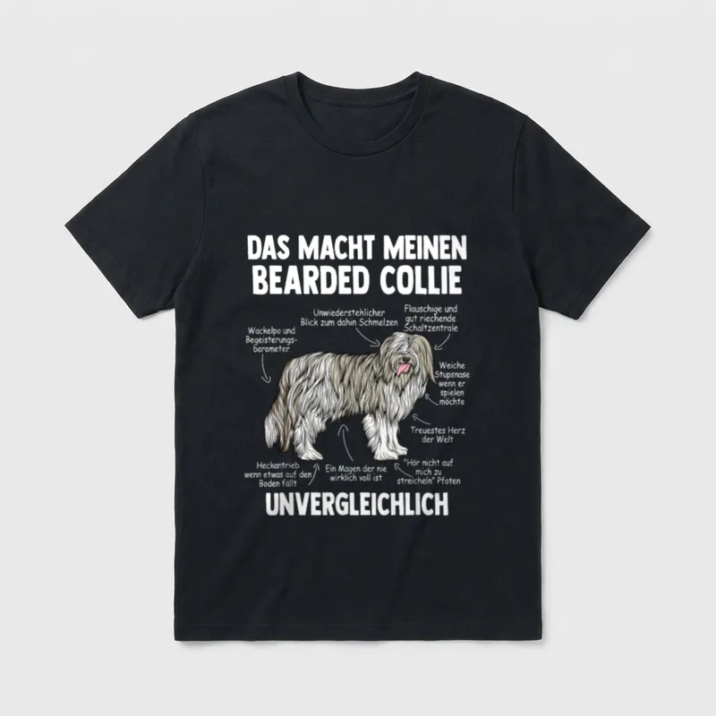 Anatomie eines Bearded Collie T-Shirt – Klassisches T-Shirt in Schwarz