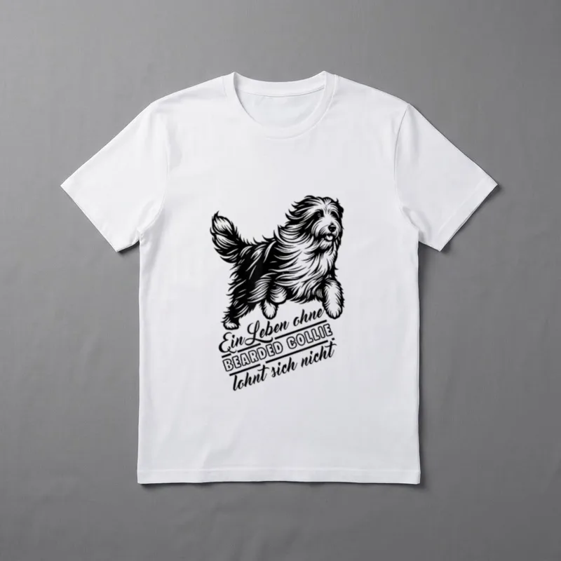 Bearded Collie Hund Herrchen T-Shirt – Klassisches T-Shirt in Schwarz