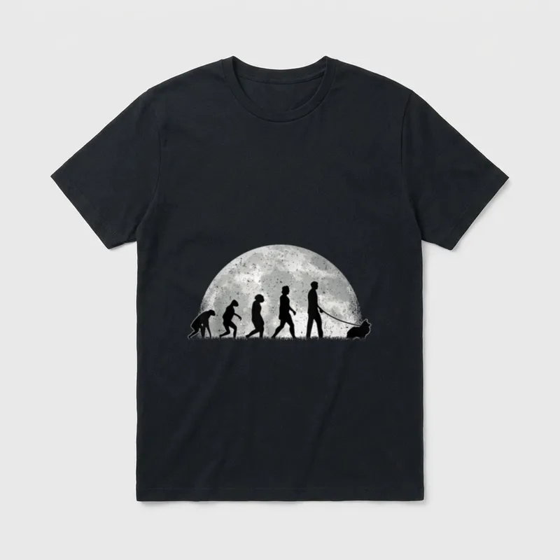 Shetland Sheepdog Evolution Mond T-Shirt – Klassisches T-Shirt in Schwarz
