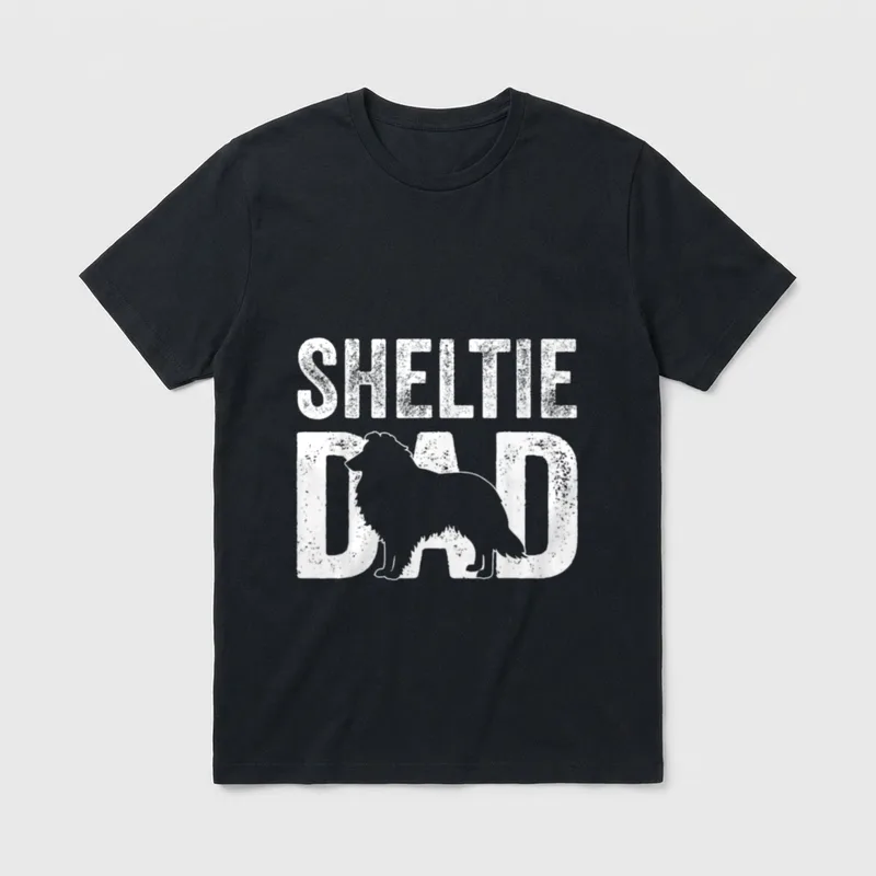 Retro Sheltie Dad Papa T-Shirt – Klassisches T-Shirt in Schwarz