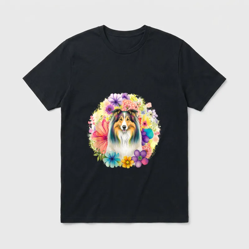 Langhaarcollie Langhaar Collie Hund T-Shirt 0127 – Klassisches T-Shirt in Schwarz