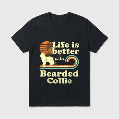 Life Better Bearded Collie T-Shirt – Klassisches T-Shirt in Schwarz