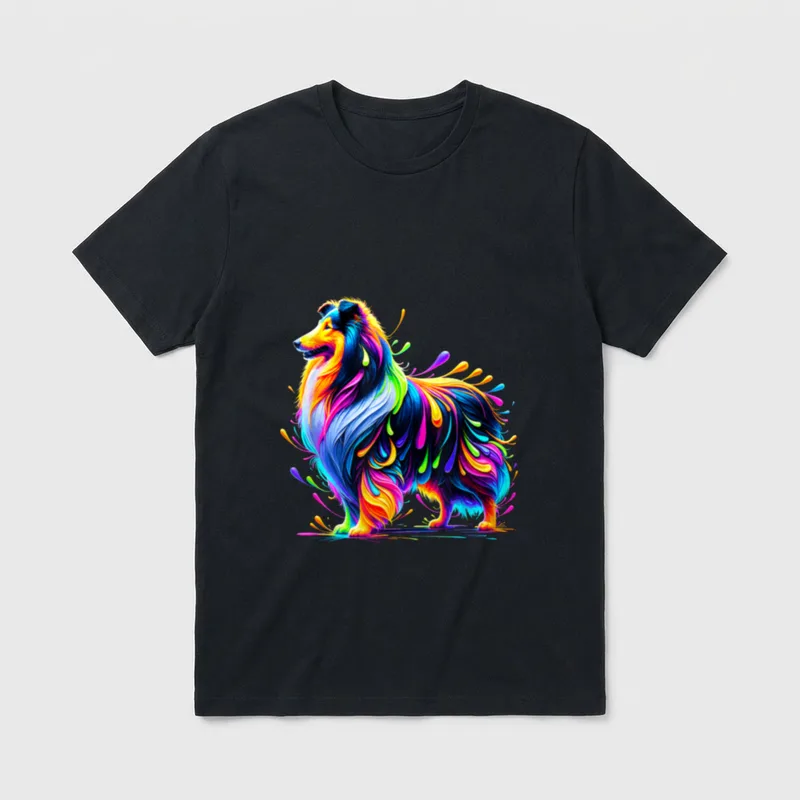 Paint Art Shetland Sheepdog T-Shirt – Klassisches T-Shirt in Schwarz