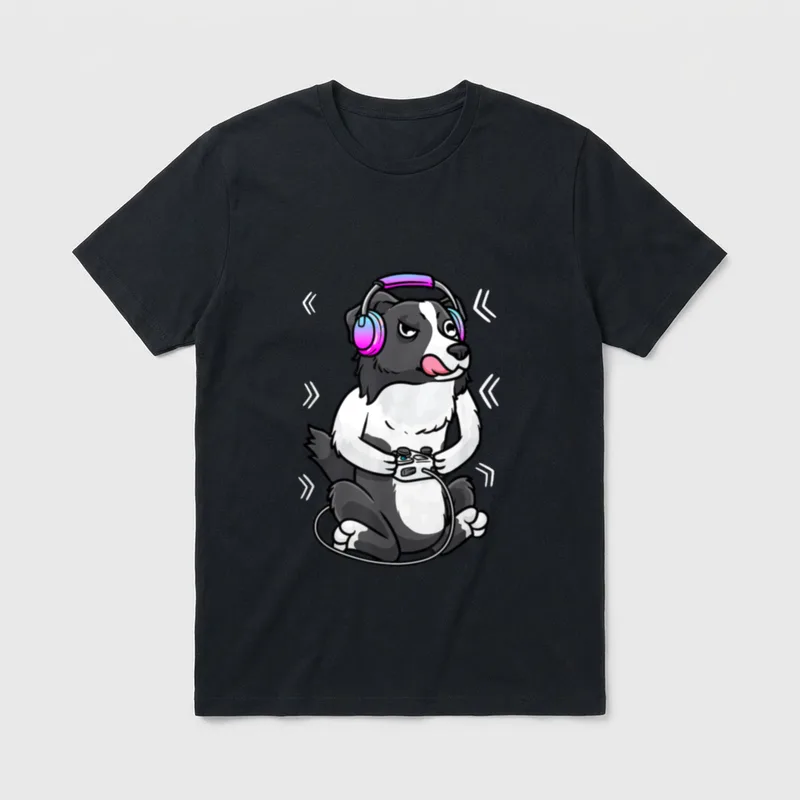 Border Collie Hund Gaming T-Shirt – Klassisches T-Shirt in Schwarz