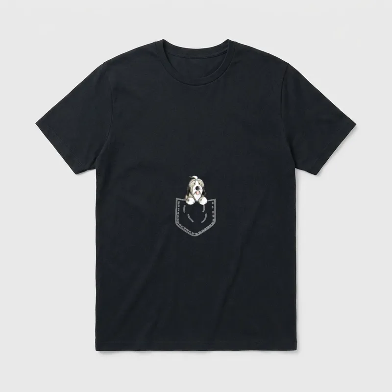 Bearded Collie In Brusttasche T-Shirt – Klassisches T-Shirt in Schwarz
