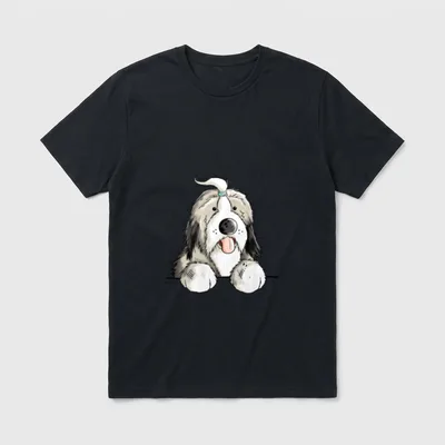 Knuffiger Bearded Collie Hunde T-Shirt – Klassisches T-Shirt in Schwarz