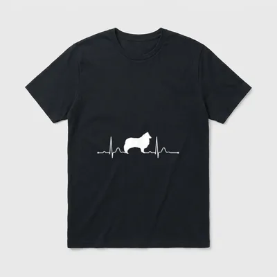 Langhaar Collie Heartbeat Herzschlag EKG T-Shirt – Klassisches T-Shirt in Schwarz