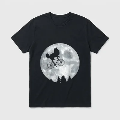 SHELTIE Mond Fahrrad Halloween T-Shirt – Klassisches T-Shirt in Schwarz