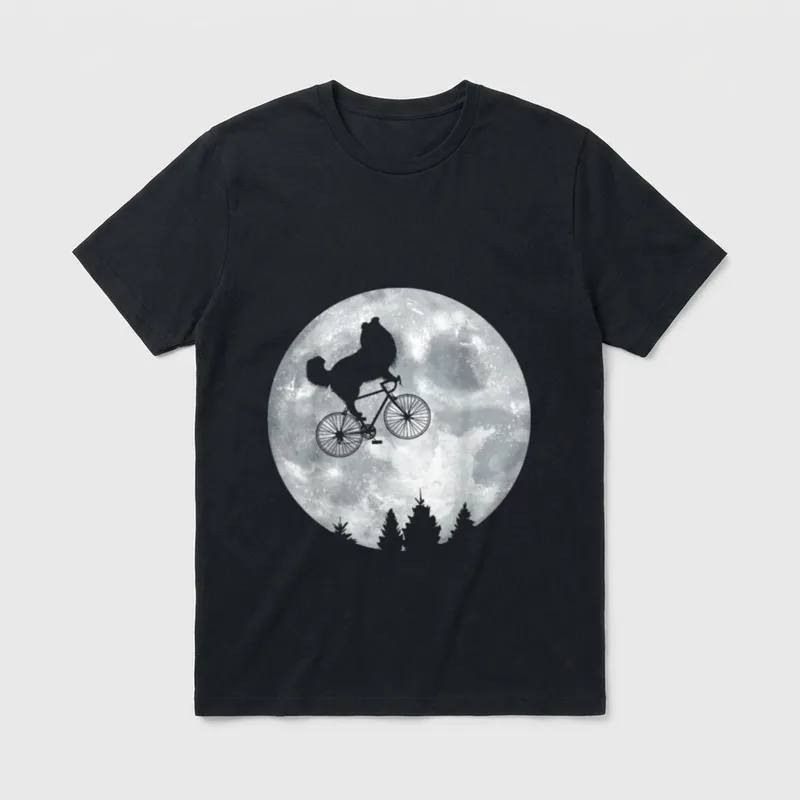 SHELTIE Mond Fahrrad Halloween T-Shirt – Klassisches T-Shirt in Schwarz