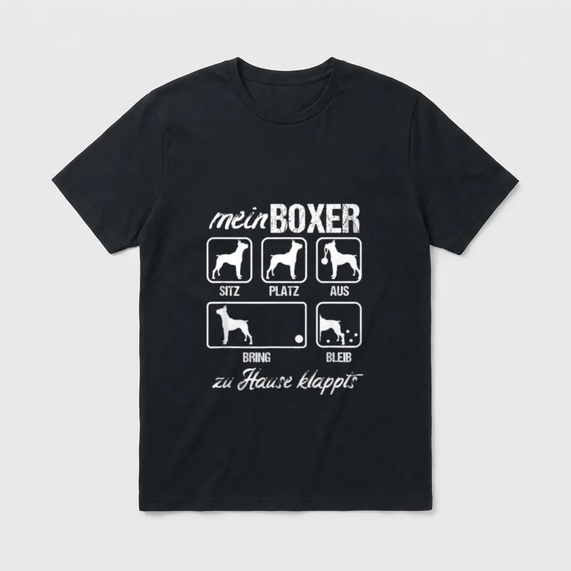 Boxer Hund Hunderasse Hundebefehl T-Shirt – Klassisches T-Shirt in Schwarz