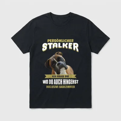 Boxer Deutscher Boxer Hund T-Shirt 0010 – Klassisches T-Shirt in Schwarz
