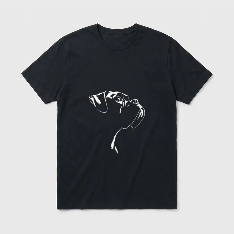 Boxer Portrait Silhouette Hund T-Shirt – Klassisches T-Shirt in Schwarz