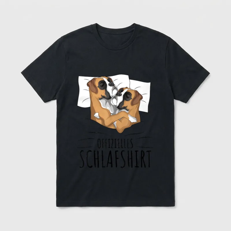 Boxer Hunde Offizielles Schlafshirt T-Shirt 0014 – Klassisches T-Shirt in Schwarz