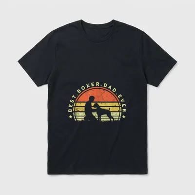 Boxer Dad Shirt – Retro Sunset Silhouette Mann Boxer Text Best Boxer Dad Ever – Klassisches T-Shirt in Schwarz