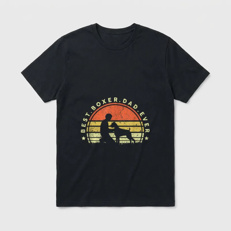 Boxer Dad Shirt – Retro Sunset Silhouette Mann Boxer Text Best Boxer Dad Ever – Klassisches T-Shirt in Schwarz