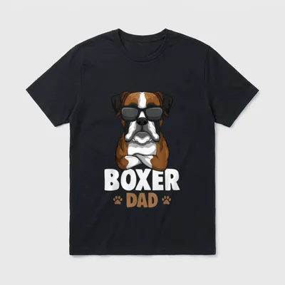 Boxer Papa Hunde Herrchen T-Shirt 0026 – Klassisches T-Shirt in Schwarz