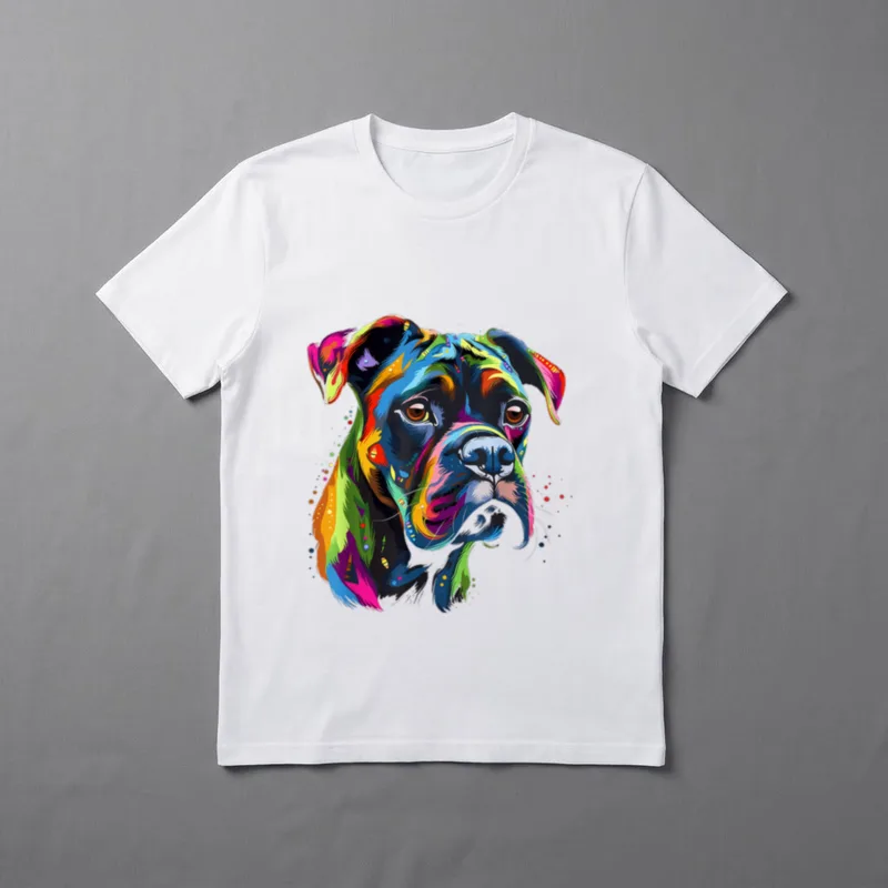 Boxer-Hund buntes Gesicht lustiger T-Shirt – Klassisches T-Shirt in Schwarz