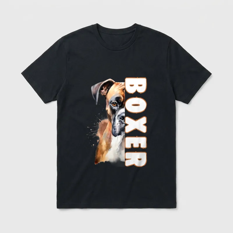 Boxer Hund Deutscher Boxer T-Shirt 0043 – Klassisches T-Shirt in Schwarz