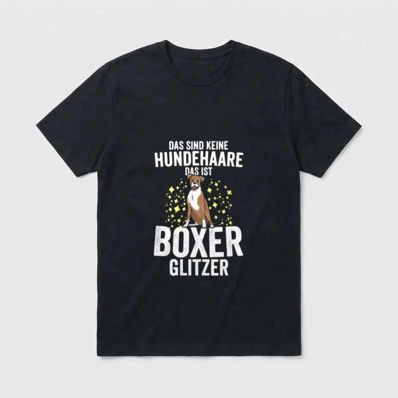 Lustiges Boxerhund Hundehaare Glitzer T-Shirt – Klassisches T-Shirt in Schwarz