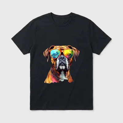 Boxer Hund mit Sonnenbrille T-Shirt – Klassisches T-Shirt in Schwarz