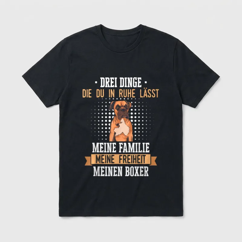 Deutscher Boxer Hund T-Shirt 0058 – Klassisches T-Shirt in Schwarz