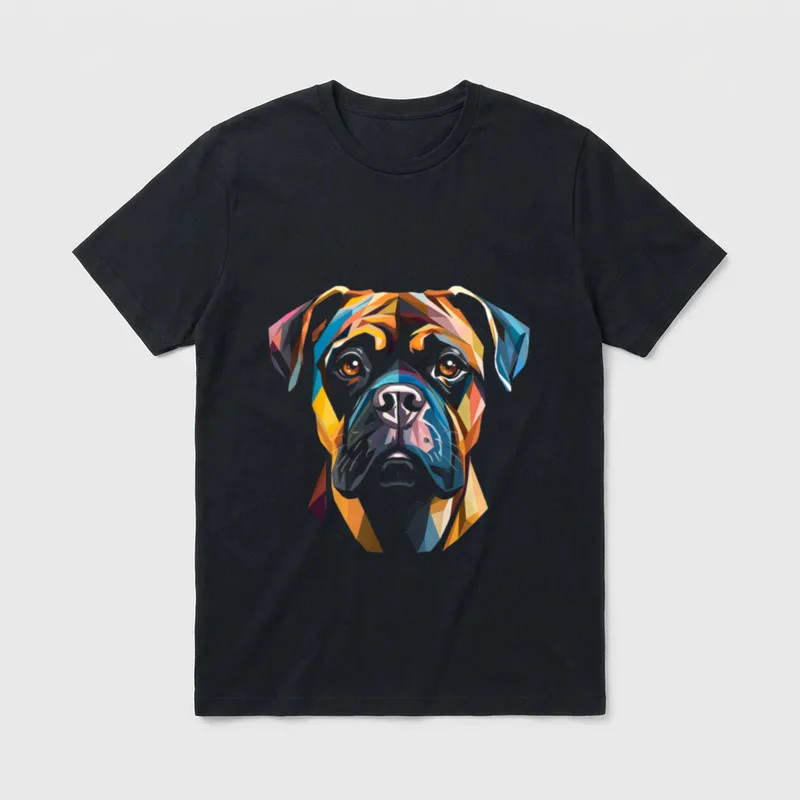 Deutscher Boxer Hund Geometrischer T-Shirt – Klassisches T-Shirt in Schwarz