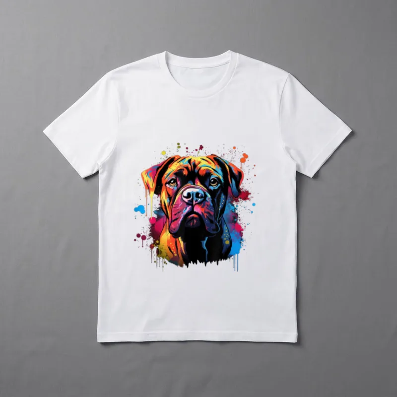 Bunte Boxer Hund T-Shirt – Klassisches T-Shirt in Schwarz